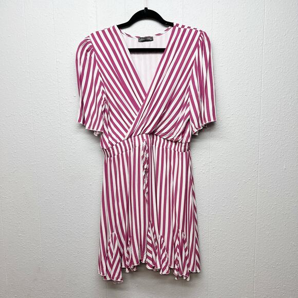 PrettyGarden Cross Over Ruffle Midi Dress Womens Medium Cottagcore Party Casual - Picture 1 of 15